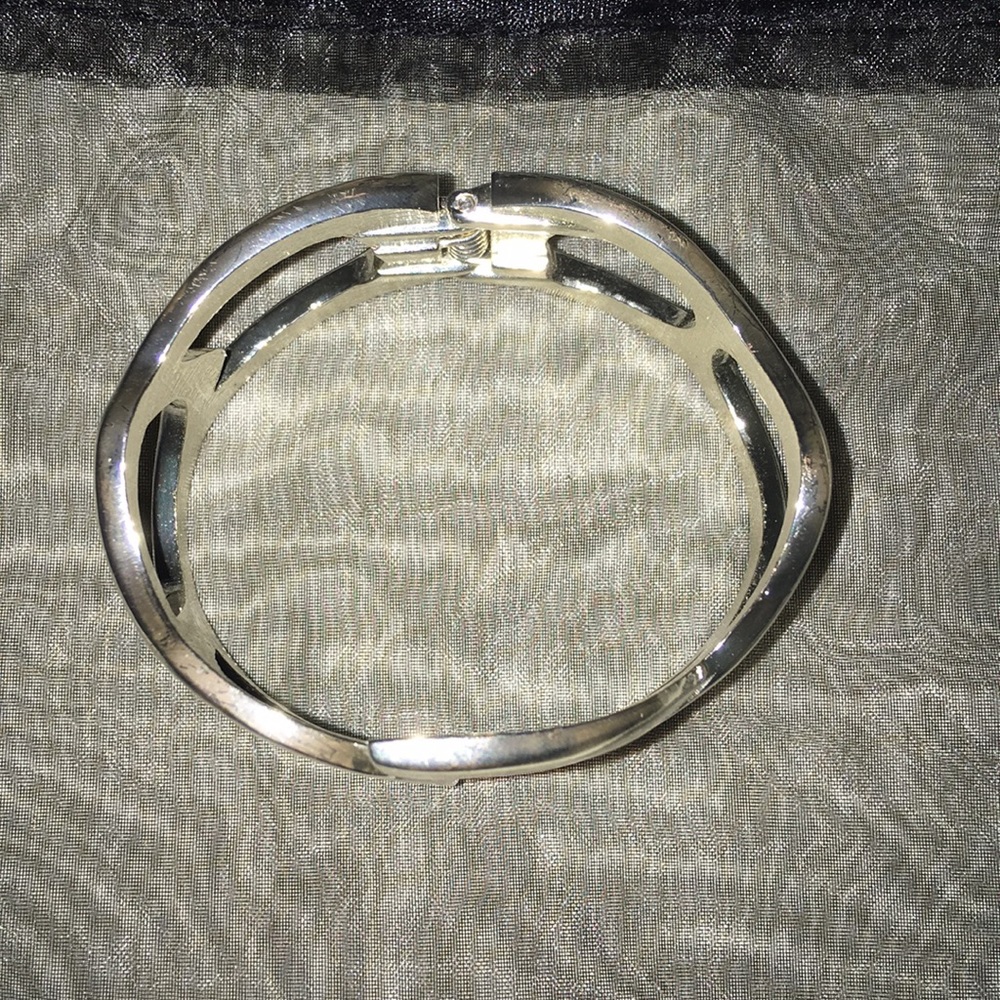 Express Shiny Silver Spring Close Bangle Bracelet - image 2